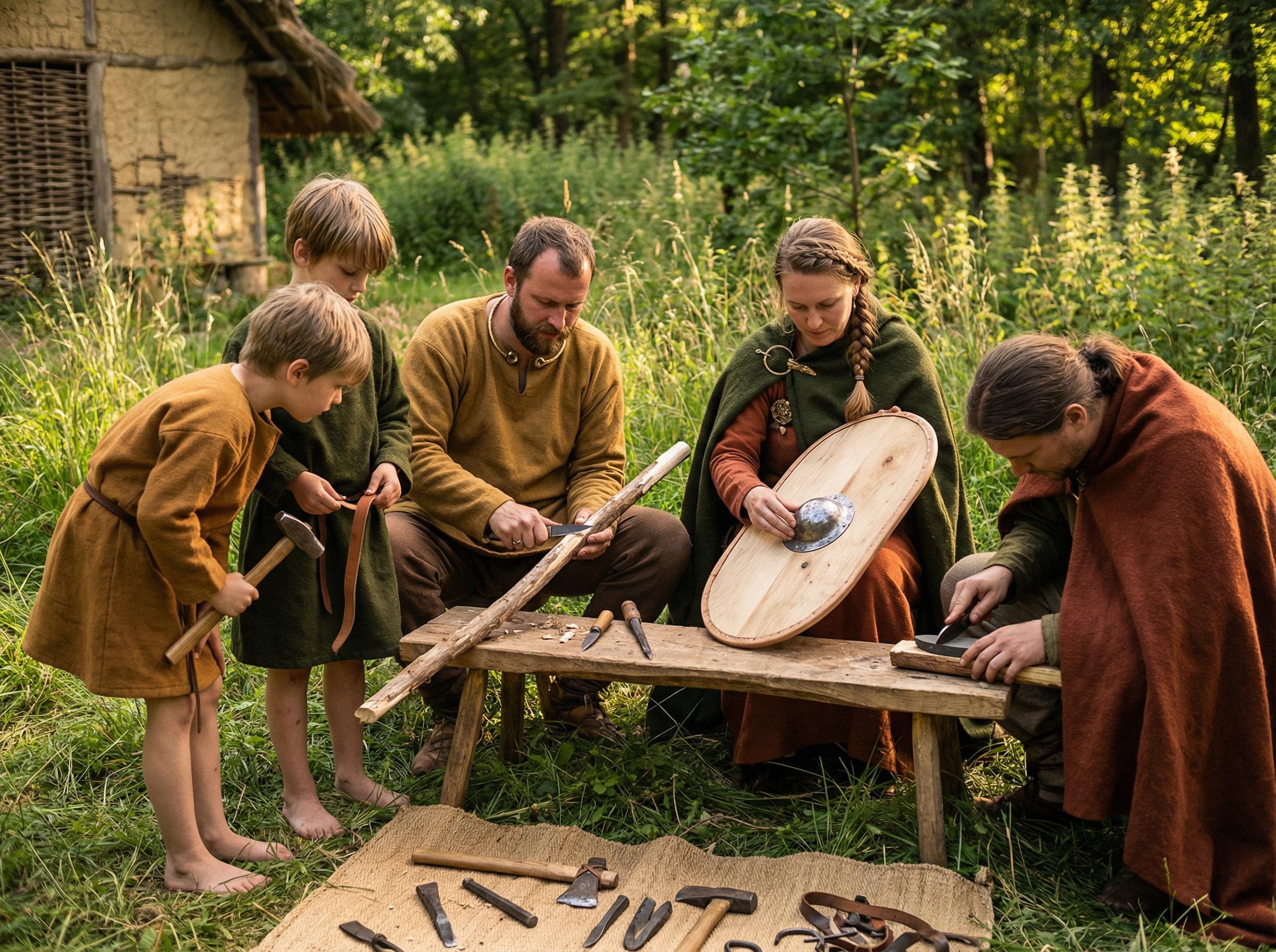Fabrication de lances et boucliers - Ferme d'Argentin